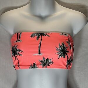 Women's Pink Palm Tree Bikini Bandeau Top